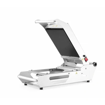 Afbeelding van HENDI Traysealer, topsealer, compact, folie sluitmachine, voor het afdichten van verse levensmiddelen, incl. 1 PE matrix (voor bijv. 227x178mm container) 230V, 700W, roestvast staal
