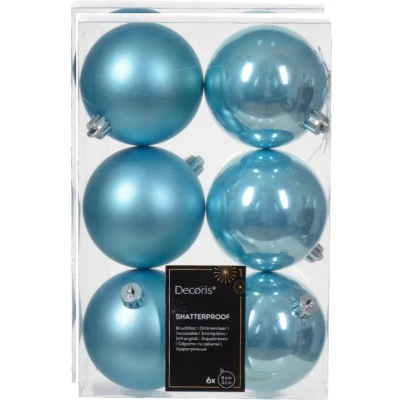 Afbeelding van Decoris kerstballen 12x ijsblauw 8 cm kunststof Kerstbal