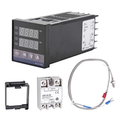 Afbeelding van 0 ℃ 1300 REX C100 Digitale thermostaat Schakelaar, Temperatuurregelaar LED PID Verwarming Controller Kits AC110V 240V