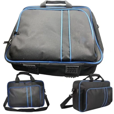 Afbeelding van Lelukee Draagtas voor PS5, reistas tas koffer, compatibel met PS5 Disk/Digital Edition, console, controller, gameschijven, gaming headset en andere accessoires, blauw,