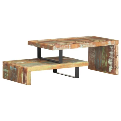 Afbeelding van 2 delige Salontafelset massief gerecycled hout