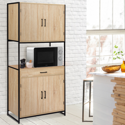 Afbeelding van Buffet de cuisine 80 CM DETROIT meuble 4 portes design industriel + tiroir