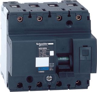 Afbeelding van Schneider electric ng125n installatieautomaat 4 polig c karakteristiek 16a 12 modulen 18650