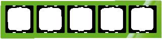 Afbeelding van Abb busch jaeger axcent 5 voudig afdekraam glanzend horizontaal verticaal 375x91x11mm ip20 groen ral6029 2cka001754a4351