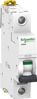 Afbeelding van Schneider electric ic60n installatieautomaat 1 polig 6ka 10ka c karakteristiek 20a 2 modulen a9f79120