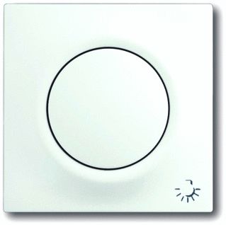 Afbeelding van Abb busch jaeger centraalplaat met bedieningsknop en glimlampje mat wit symbool licht als afdekking voor inbouwimpulsdrukker 2cka001753a0187