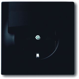 Afbeelding van Abb busch jaeger 20 euk 775 centraalplaat wandcontactdoos met randaarde en klapdeksel inbouw 250v 16a impuls zwart mat 2cka002018a1496