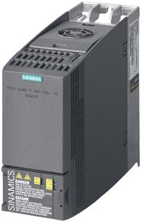 Afbeelding van Siemens sinamics g120c rated power 4 0kw 3ac380 480v 10 20 47 63hz ongefilterd i o 6di 2do 1ai 1ao ip20 fsa uss modbus rtu 6sl3210 1ke18 8ub1
