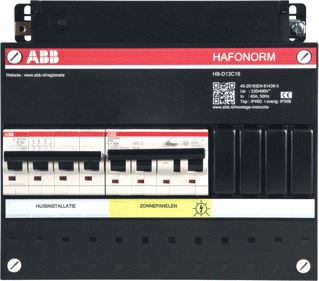 Afbeelding van Abb hafonorm installatiekast pv aansluiting 3 fasen 12 mod 2 groepen kunststof ip2xc hxbxd 220x165x90mm 1spn004000f0010