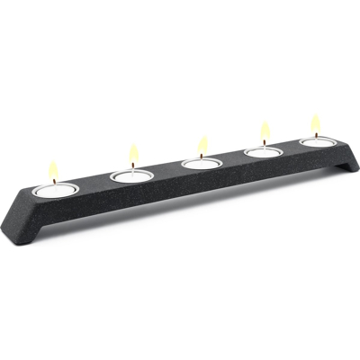 Afbeelding van Zilverstad Waxinelichthouder Oblique Zwart 5 kaarsen