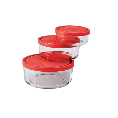 Image of Bormioli Food Storage Containers Frigoverre Red Set of 3