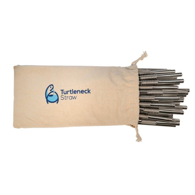 Afbeelding van Turtleneck Herbruikbare rietjes van RVS met borstel zilver Buigbaar 50 Stuks