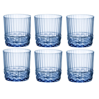 Afbeelding van Bormioli Rocco Cocktailglazen / Whiskey Glazen Waterglazen America 20&#039;s Sapphire Blue 370 ml 6 Stuks
