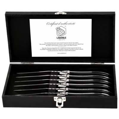 Image de Laguiole Style de Vie Steak Knives Luxury Line Black Ebony 6 Pieces