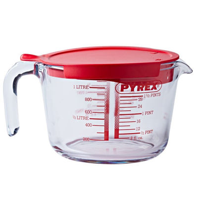 Kuva Pyrex Measuring Cup with lid Classic Prepware Heat Resistant Glass 1 Liter