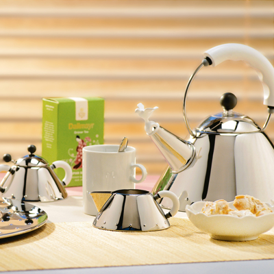 Image of Alessi Whistling Kettle 9093 W White 2 Liters by Micheal Graves