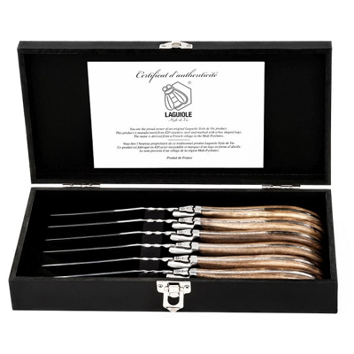 Image of Laguiole Style de Vie Steak Knives Luxury Line Olive Wood 6 Pieces
