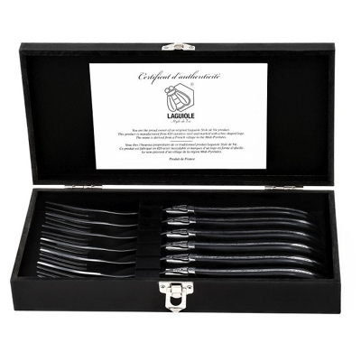Billede af Laguiole Style de Vie Steak Forks Luxury Line Black Ebony 6 Pieces