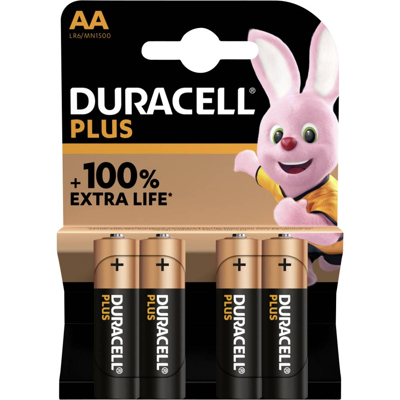 Immagine di Duracell batteria alcaline aa / mn1500 lr06 plus 100% extra life blister 4 pz 12731