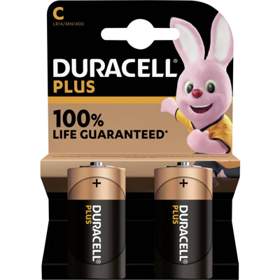 Immagine di Duracell batteria alcaline mn1400 lr14 c 1.5v plus 100% live bl.2pz 12737