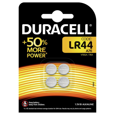 Afbeelding van Batterij Duracell knoopcel 4xLR44 alkaline diameter11,6mm