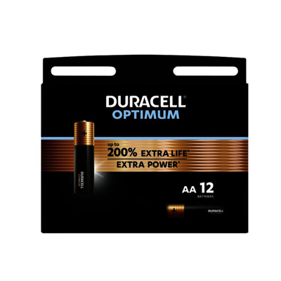 Afbeelding van Duracell batterij Optimum AA, blister van 12 stuks batterijen