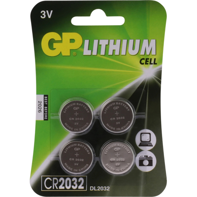 Afbeelding van GP Batteries Lithium CR2032 3V Knoopcel Batterij 4 pack Kleurloos Batterijen