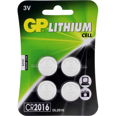 Afbeelding van GP Batteries Lithium CR2016 3V Knoopcel Batterij 4 pack Kleurloos Batterijen