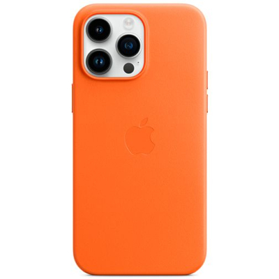 Afbeelding van Apple Leather Case + MS iPhone 14 Pro Max Orange