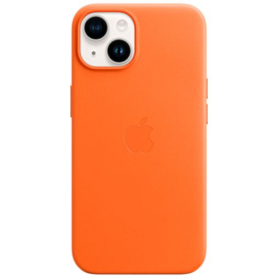 Billede af Apple Magsafe Læder Back Cover Orange iPhone 14