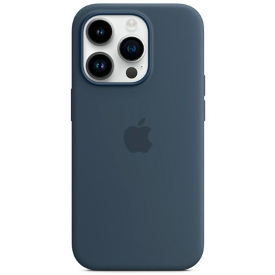 Abbildung von Apple Magsafe Silikon Back Cover Blau iPhone 14 Pro