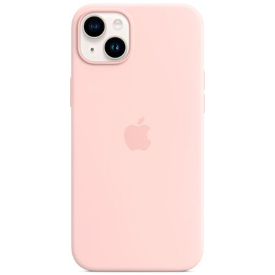 Abbildung von Apple Silikon MagSafe Hülle iPhone 14 Plus Chalk Pink MPT73ZM/A
