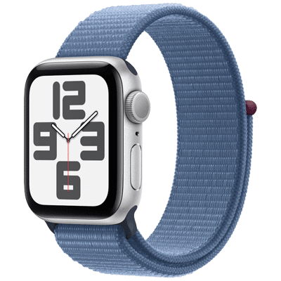 Immagine di Apple Watch SE 2023 40mm Argento (Blauwe Nylon Cinturino)