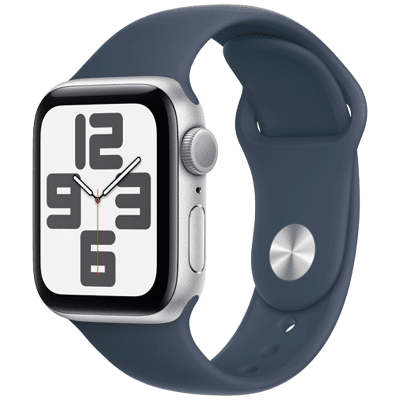 Immagine di Apple Watch SE 2023 40mm Argento (Cinturino Silicone Blu M/L)