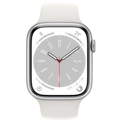 Image de Apple Watch Series 8 4G 41mm Argent Aluminium (Bracelet Silicone Blanc)