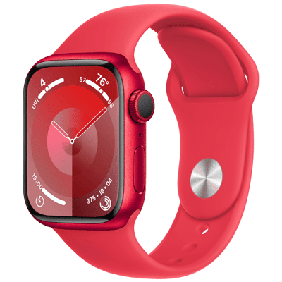 Abbildung von Apple Watch Series 9 41mm Rot (Rotes Silikon Armband M/L)
