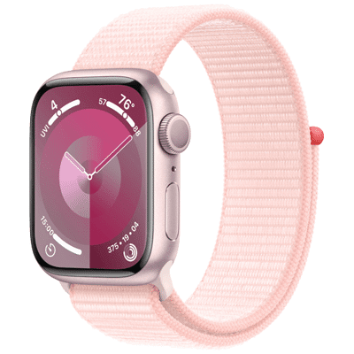 Afbeelding van Apple Watch Series 9 41mm Roze (Roze Nylon Band)