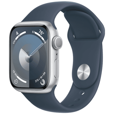 Image de Apple Watch Series 9 41mm Argent (Bracelet Silicone Bleu M/L)