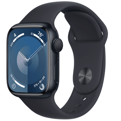 Image de Apple Watch Series 9 41mm Noir (Bracelet Silicone M/L)
