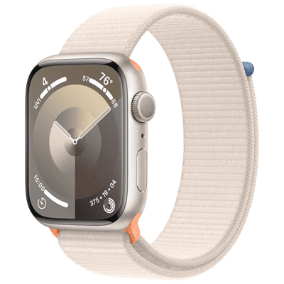 Afbeelding van Apple Watch Series 9 45mm Goud (Beige Nylon Band)