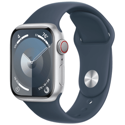 Image de Apple Watch Series 9 4G 41mm Argent (Bracelet Silicone Bleu M/L)