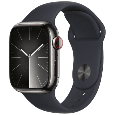 Image de Apple Watch Series 9 4G 41mm Noir RVS (Bracelet Silicone M/L)