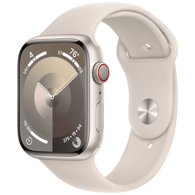 Image de Apple Watch Series 9 4G 45 mm Lumière Stellaire Aluminium Bracelet Sport S/M