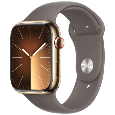 Abbildung von Apple Watch Series 9 4G 45mm Gold RVS (Beiges Silikon Armband M/L)
