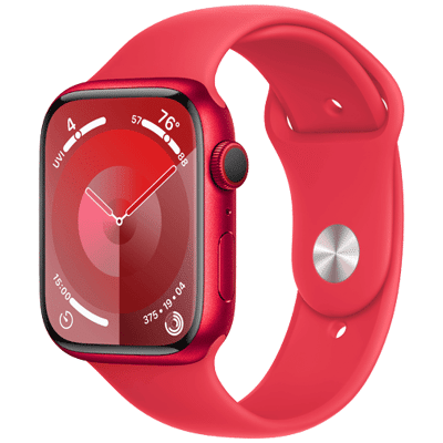 Abbildung von Apple Watch Series 9 4G 45mm Rot (Rotes Silikon Armband S/M)