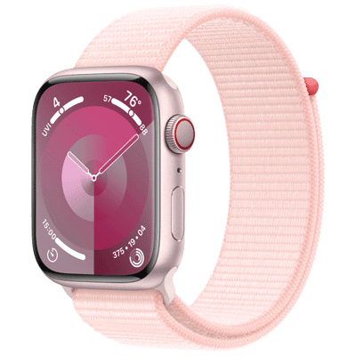 Abbildung von Apple Watch Series 9 4G 45mm Rosa (Rosa Nylon Armband)