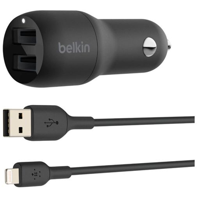 Obrázok používateľa Belkin Boost Charge Dual USB Fast Car Charger 12W + Lightning Cable Black