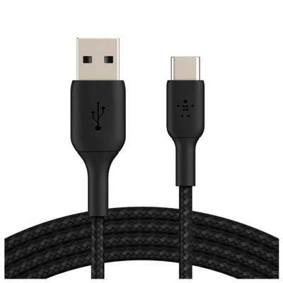 Afbeelding van USB A naar C kabel 2 meter 2.0 (Nylon, Zwart)