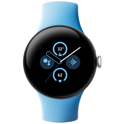 Afbeelding van Google Pixel Watch 2 Zilver (Blauwe Siliconenband)