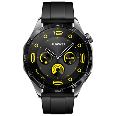 Afbeelding van Huawei Watch GT 4 46mm Zwart (Zwarte Siliconenband)